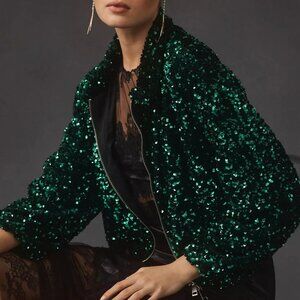 Maeve by Anthropologie Sequin Bomber Jacket SIze 1X